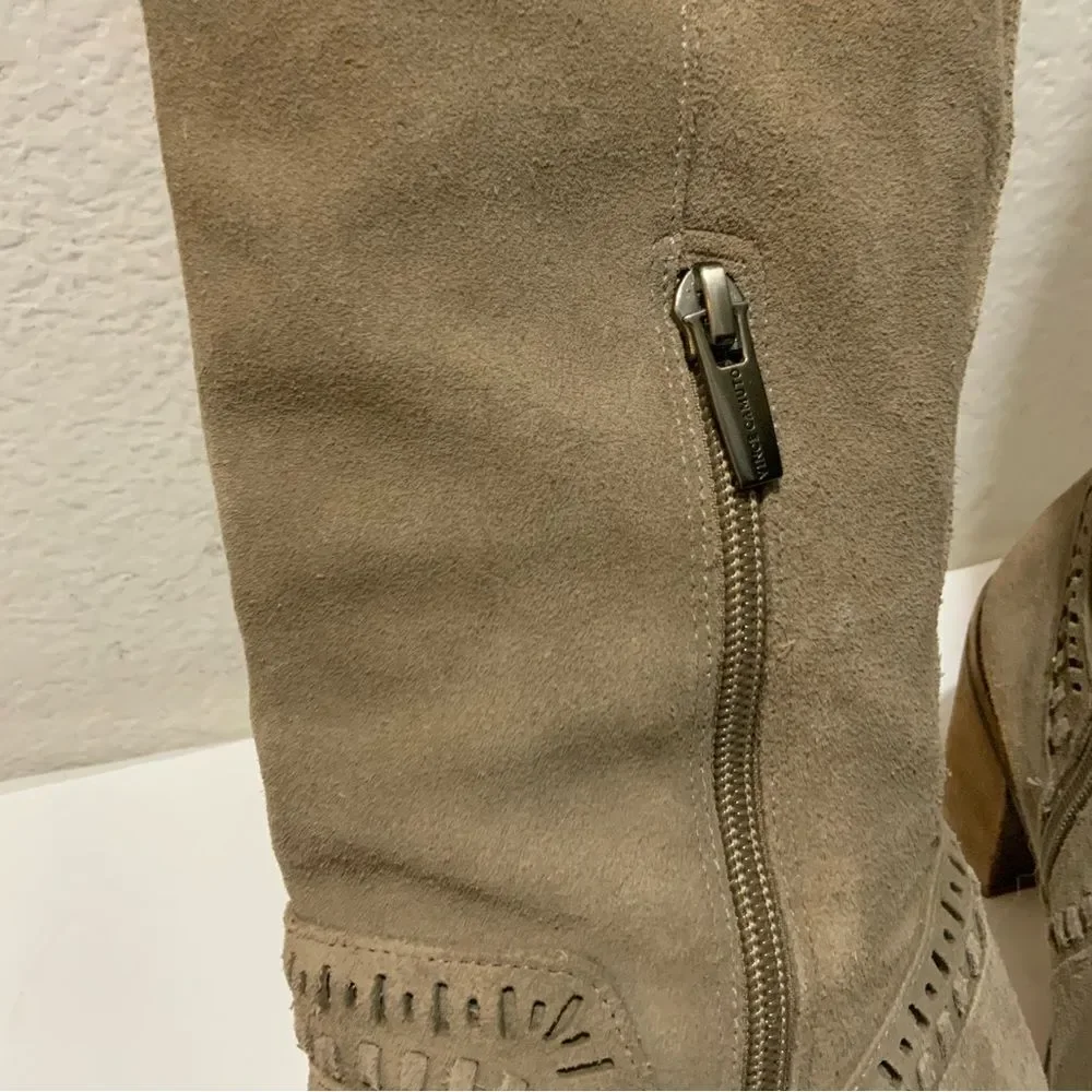 Vince Camuto Madolee Over the Knee W/ Heel Boots Brown Tan Taupe Suede Sz 9.5M